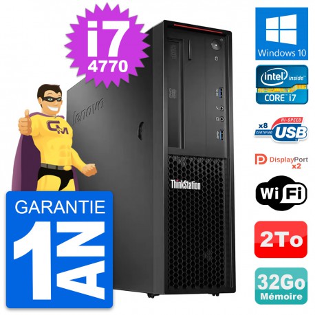 PC Lenovo ThinkStation P300 SFF Core i7-4770 RAM 32Go Disque 2To Windows 10 Wifi