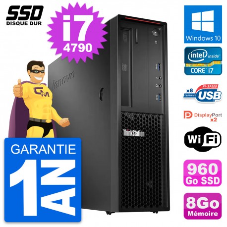 PC Lenovo ThinkStation P300 SFF Intel i7-4790 RAM 8Go SSD 960Go Windows 10 Wifi