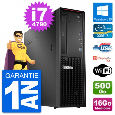 PC Lenovo ThinkStation P300 SFF i7-4790 RAM 16Go Disque 500Go Windows 10 Wifi