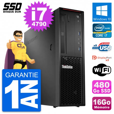 PC Lenovo ThinkStation P300 SFF Intel i7-4790 RAM 16Go SSD 480Go Windows 10 Wifi