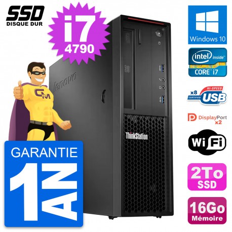 PC Lenovo ThinkStation P300 SFF Intel i7-4790 RAM 16Go SSD 2To Windows 10 Wifi