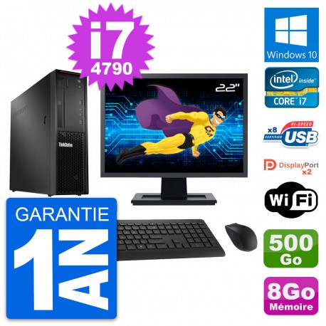 PC Lenovo P300 SFF Ecran 22" Intel i7-4790 RAM 8Go Disque 500Go Windows 10 Wifi