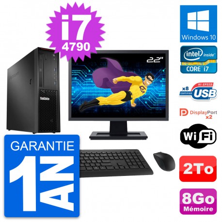 PC Lenovo P300 SFF Ecran 22" Intel i7-4790 RAM 8Go Disque 2To Windows 10 Wifi