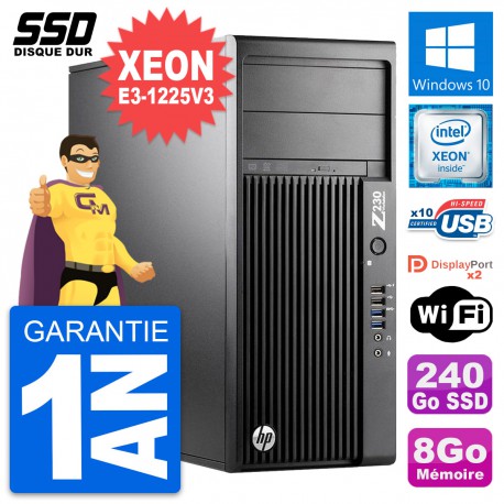 PC Tour HP WorkStation Z230 Xeon E3-1225 V3 RAM 8Go SSD 240Go Windows 10 Wifi