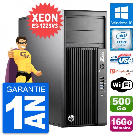 PC Tour HP Z230 Intel Xeon E3-1225 V3 RAM 16Go Disque Dur 500Go Windows 10 Wifi