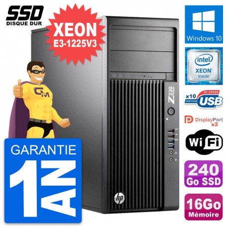 PC Tour HP WorkStation Z230 Intel E3-1225 V3 RAM 16Go SSD 240Go Windows 10 Wifi