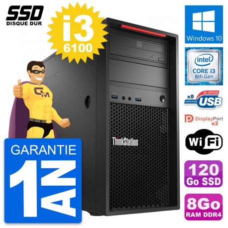 PC Tour Lenovo ThinkStation P320 Intel i3-6100 RAM 8Go SSD 120Go Windows 10 Wifi
