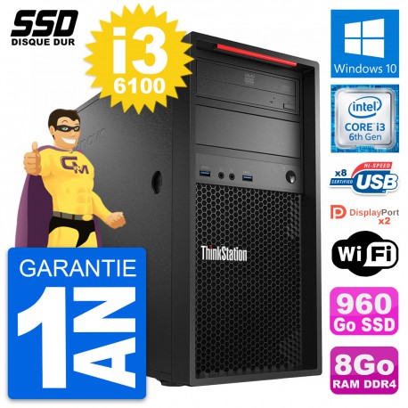 PC Tour Lenovo ThinkStation P320 Intel i3-6100 RAM 8Go SSD 960Go Windows 10 Wifi