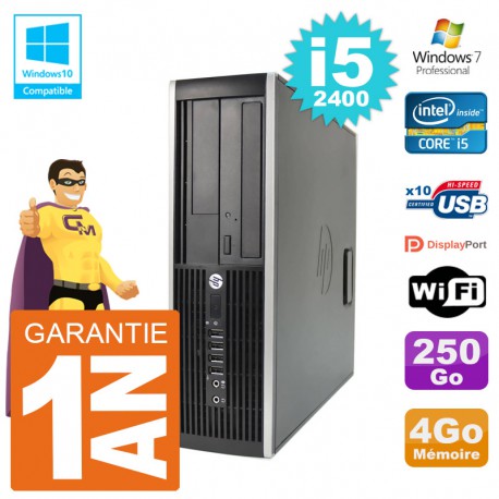 PC HP 6200 SFF Intel i5-2400 RAM 4Go Disque 250Go Graveur DVD Wifi W7