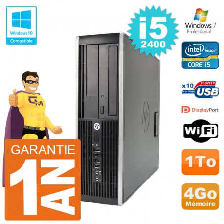 PC HP 6200 SFF Intel i5-2400 RAM 4Go Disque 1To Graveur DVD Wifi W7