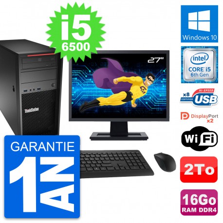 PC Tour Lenovo P320 Ecran 27" Intel i5-6500 RAM 16Go Disque 2To Windows 10 Wifi
