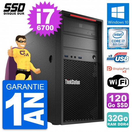 PC Tour Lenovo ThinkStation P320 Core i7-6700 RAM 32Go SSD 120Go Windows 10 Wifi
