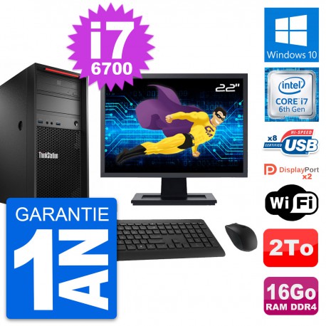 PC Tour Lenovo P320 Ecran 22" Intel i7-6700 RAM 16Go Disque 2To Windows 10 Wifi