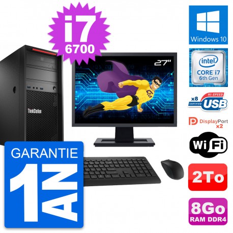 PC Tour Lenovo P320 MT Ecran 27" Core i7-6700 RAM 8Go Disque 2To Windows 10 Wifi