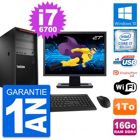 PC Tour Lenovo P320 Ecran 27" Intel i7-6700 RAM 16Go Disque 1To Windows 10 Wifi