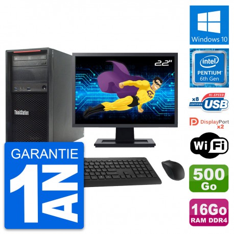 PC Tour Lenovo P310 Ecran 22" Intel G4400 RAM 16Go Disque 500Go Windows 10 Wifi
