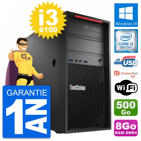 PC Tour Lenovo P310 MT Intel Core i3-6100 RAM 8Go Disque 500Go Windows 10 Wifi