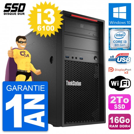 PC Tour Lenovo ThinkStation P310 Intel i3-6100 RAM 16Go SSD 2To Windows 10 Wifi