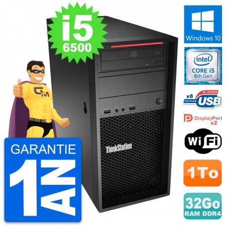 PC Tour Lenovo ThinkStation P310 i5-6500 RAM 32Go Disque Dur 1To Windows 10 Wifi