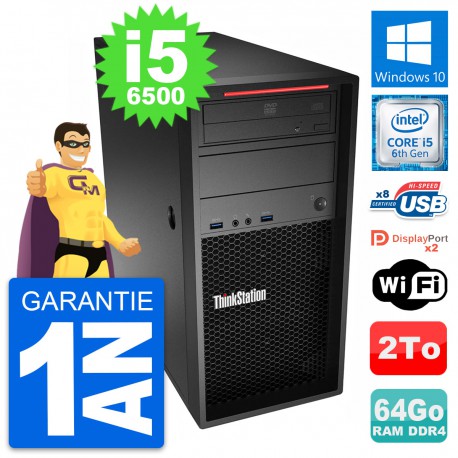 PC Tour Lenovo ThinkStation P310 MT i5-6500 RAM 64Go Disque 2To Windows 10 Wifi