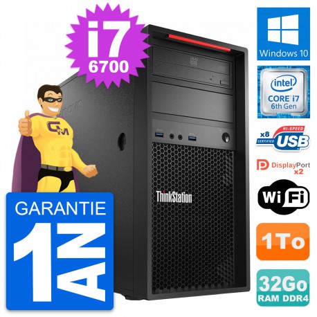 PC Tour Lenovo ThinkStation P310 i7-6700 RAM 32Go Disque Dur 1To Windows 10 Wifi