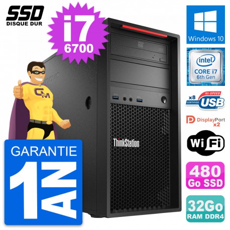PC Tour Lenovo ThinkStation P310 Core i7-6700 RAM 32Go SSD 480Go Windows 10 Wifi