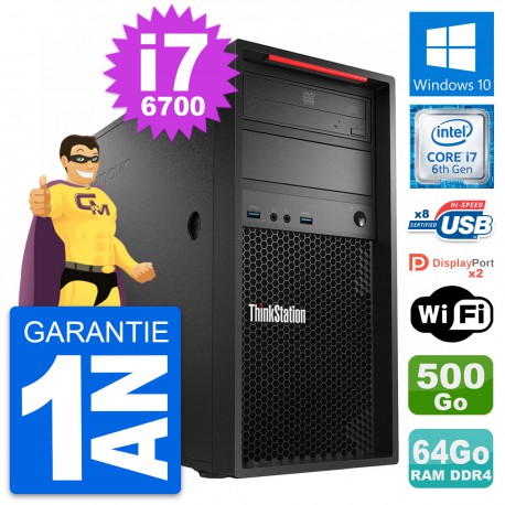 PC Tour Lenovo ThinkStation P310 i7-6700 RAM 64Go Disque 500Go Windows 10 Wifi