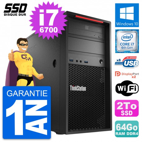 PC Tour Lenovo ThinkStation P310 Intel i7-6700 RAM 64Go SSD 2To Windows 10 Wifi