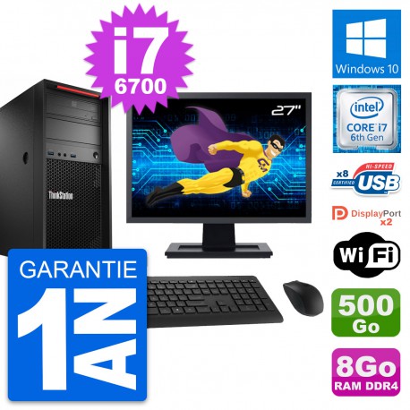 PC Tour Lenovo P310 Ecran 27" Intel i7-6700 RAM 8Go Disque 500Go Windows 10 Wifi