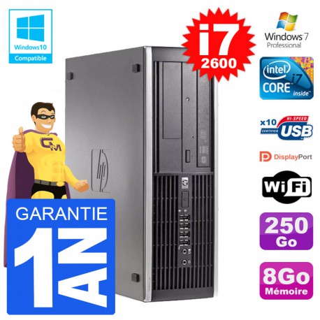 PC HP 6200 SFF Intel i7-2600 RAM 8Go Disque 250Go Graveur DVD Wifi W7