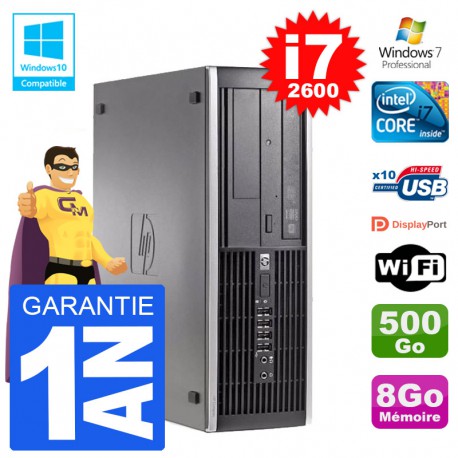 PC HP 6200 SFF Intel i7-2600 RAM 8Go Disque 500Go Graveur DVD Wifi W7