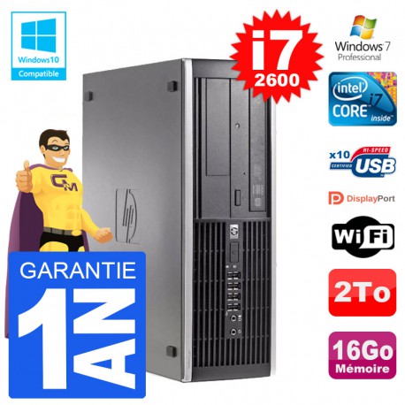 PC HP 6200 SFF Intel i7-2600 RAM 16Go Disque 2To Graveur DVD Wifi W7