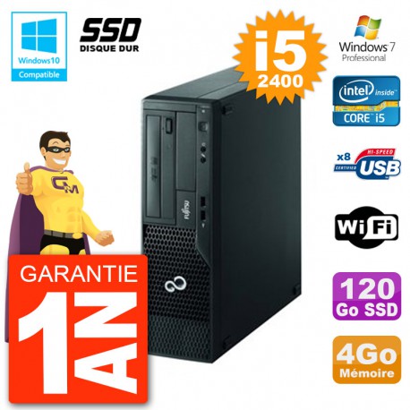 PC Fujitsu Esprimo E500 E85+ DT i5-2400 RAM 4Go SSD 120Go DVD Wifi W7