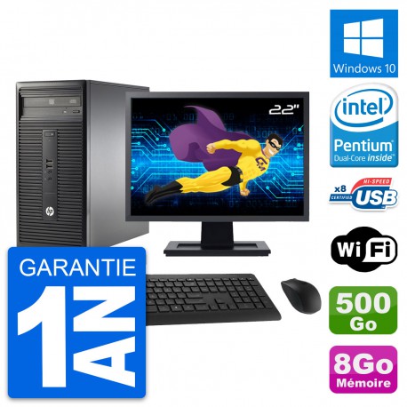 PC Tour HP 280 G1 Ecran 22" Pentium G3220 RAM 8Go Disque 500Go Windows 10 Wifi