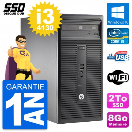PC Tour HP 280 G1 MT Intel Core i3-4130 RAM 8Go SSD 2To Windows 10 Wifi