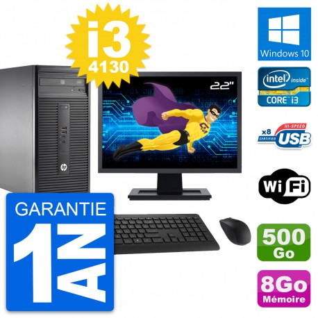PC Tour HP 280 G1 Ecran 22" Core i3-4130 RAM 8Go Disque 500Go Windows 10 Wifi