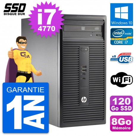 PC Tour HP 280 G1 MT Intel Core i7-4770 RAM 8Go SSD 120Go Windows 10 Wifi