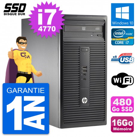 PC Tour HP 280 G1 MT Intel Core i7-4770 RAM 16Go SSD 480Go Windows 10 Wifi
