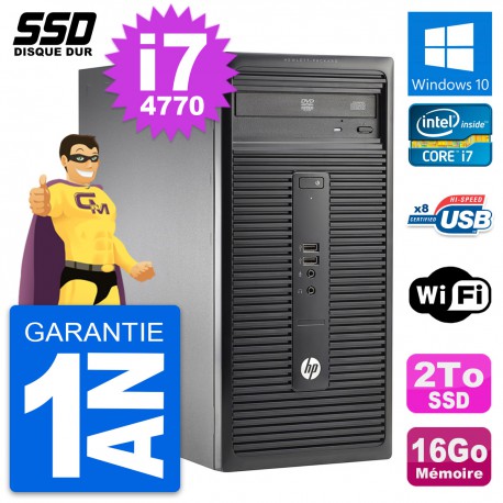 PC Tour HP 280 G1 MT Intel Core i7-4770 RAM 16Go SSD 2To Windows 10 Wifi