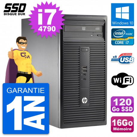 PC Tour HP 280 G1 MT Intel Core i7-4790 RAM 16Go SSD 120Go Windows 10 Wifi