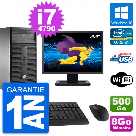 PC Tour HP 280 G1 Ecran 22" Core i7-4790 RAM 8Go Disque 500Go Windows 10 Wifi
