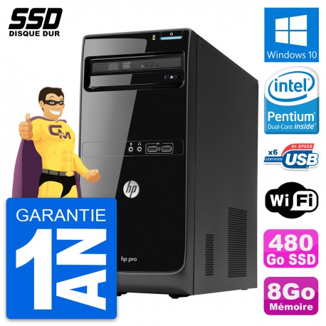 PC Tour HP Pro 3500 MT Intel Pentium G2020 RAM 8Go SSD 480Go Windows 10 Wifi
