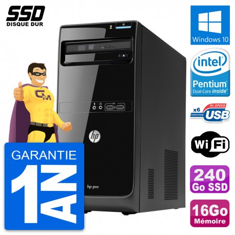 PC Tour HP Pro 3500 MT Intel Pentium G2020 RAM 16Go SSD 240Go Windows 10 Wifi