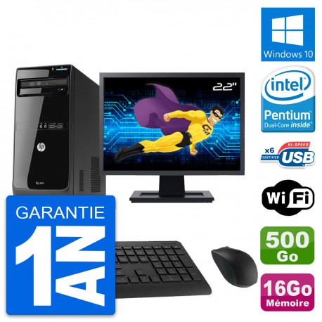 PC Tour HP Pro 3500 MT Ecran 22" G2020 RAM 16Go Disque Dur 500Go Windows 10 Wifi