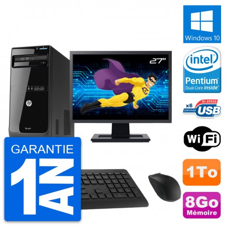 PC Tour HP Pro 3500 Ecran 27" Pentium G2020 RAM 8Go Disque 1To Windows 10 Wifi