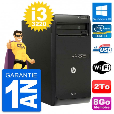 PC Tour HP Pro 3500 MT Intel Core i3-3220 RAM 8Go Disque Dur 2To Windows 10 Wifi