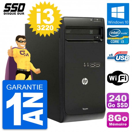 PC Tour HP Pro 3500 MT Intel Core i3-3220 RAM 8Go SSD 240Go Windows 10 Wifi