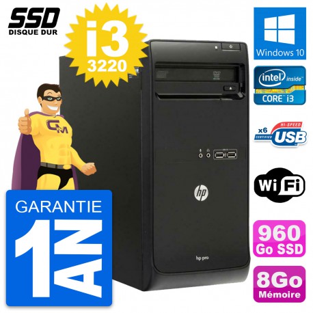 PC Tour HP Pro 3500 MT Intel Core i3-3220 RAM 8Go SSD 960Go Windows 10 Wifi