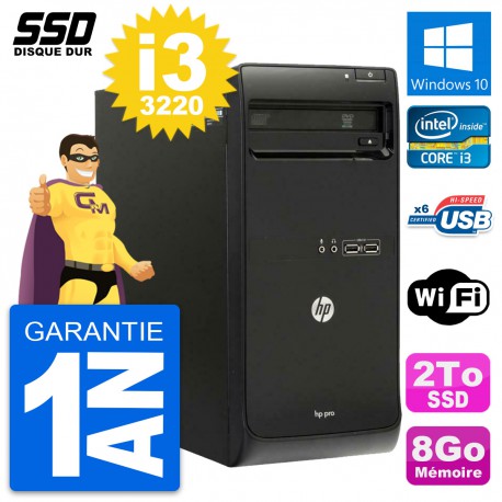PC Tour HP Pro 3500 MT Intel Core i3-3220 RAM 8Go SSD 2To Windows 10 Wifi
