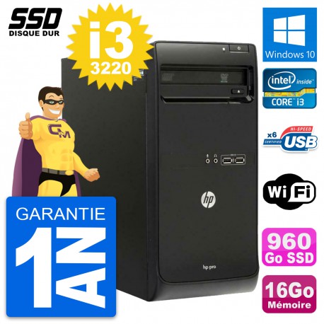 PC Tour HP Pro 3500 MT Intel Core i3-3220 RAM 16Go SSD 960Go Windows 10 Wifi